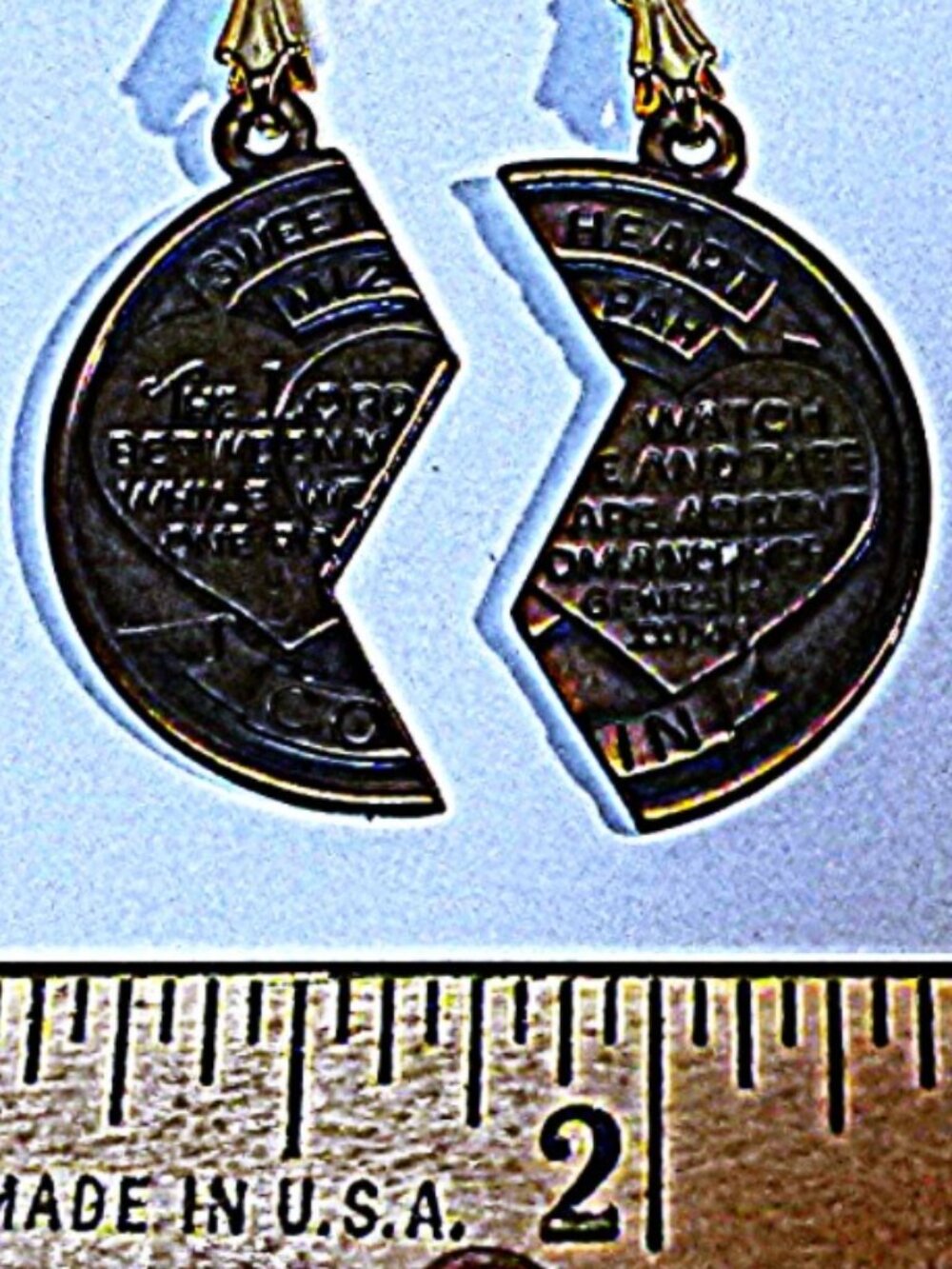Mizpah Coin Split Pendant Necklace Set Gold Tone Couple Friendship